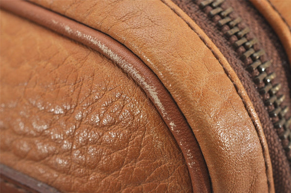 Authentic Burberrys Vintage Leather Clutch Hand Bag Purse Brown 2778J