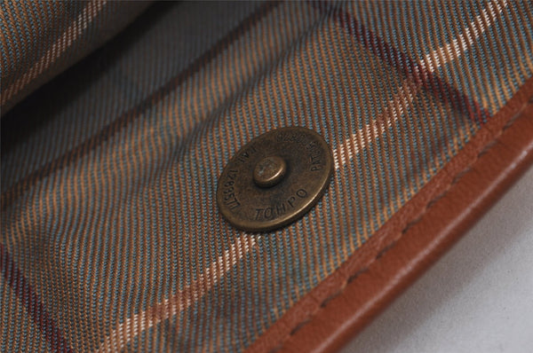 Authentic Burberrys Vintage Leather Clutch Hand Bag Purse Brown 2778J