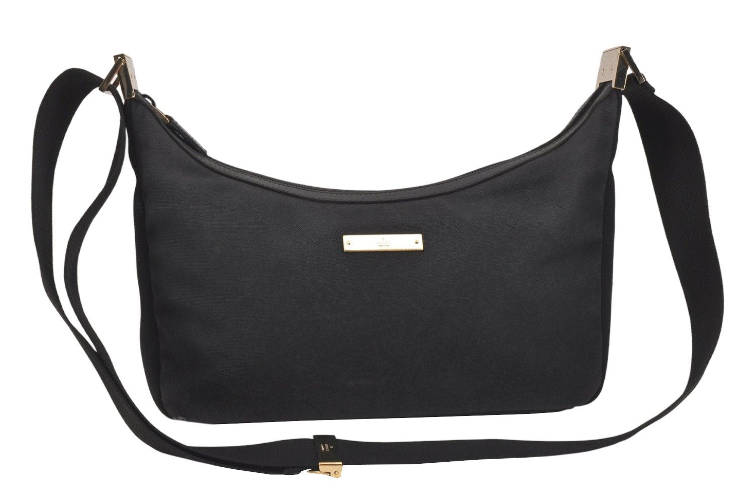 Authentic GUCCI Shoulder Cross Body Bag Purse Nylon Leather 0190433 Black 2778K