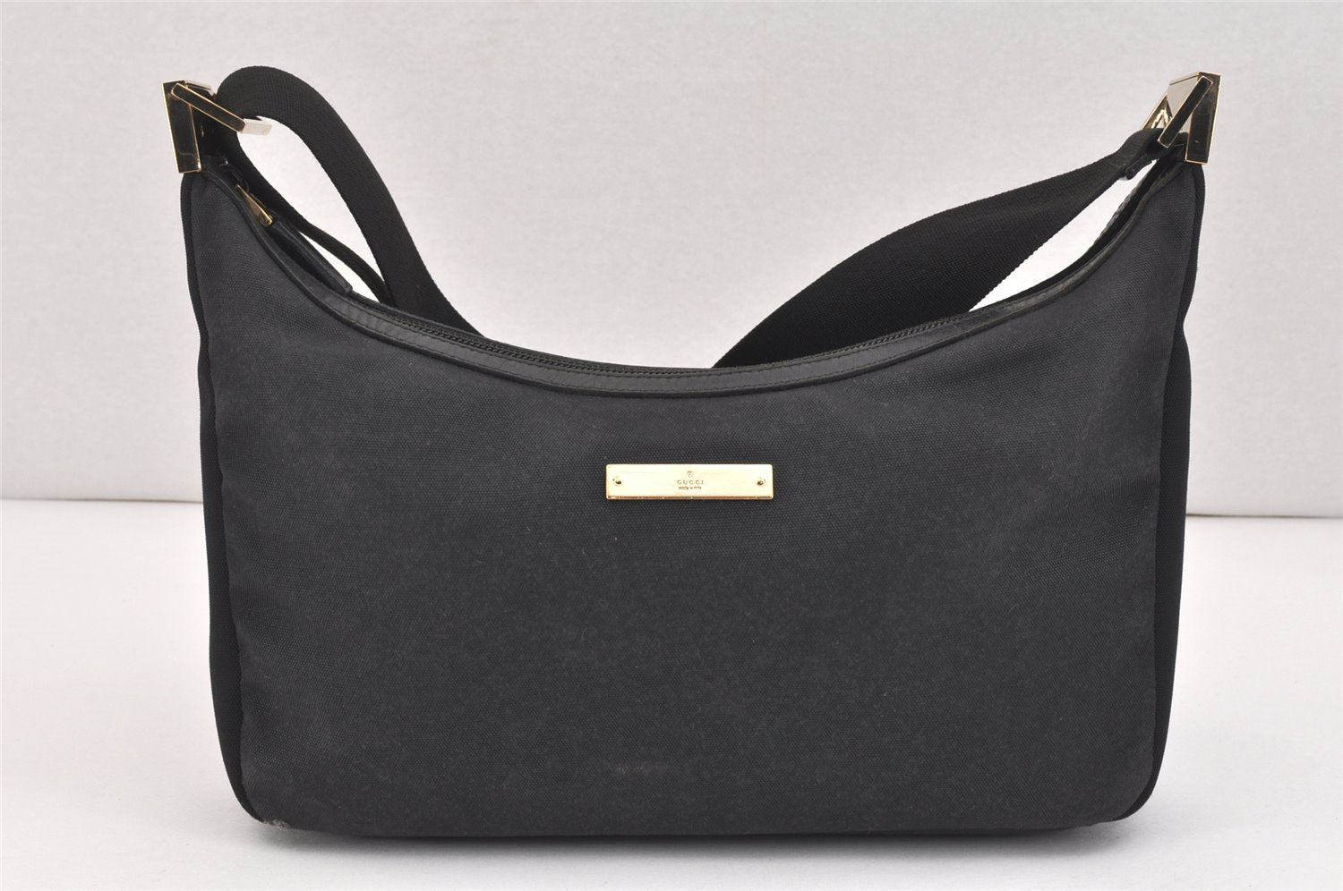 Authentic GUCCI Shoulder Cross Body Bag Purse Nylon Leather 0190433 Black 2778K