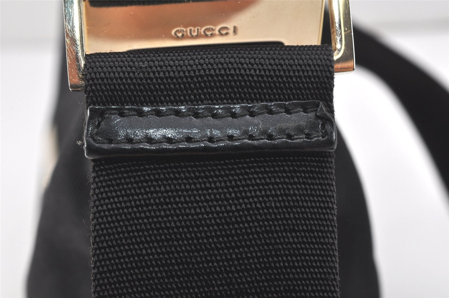 Authentic GUCCI Shoulder Cross Body Bag Purse Nylon Leather 0190433 Black 2778K