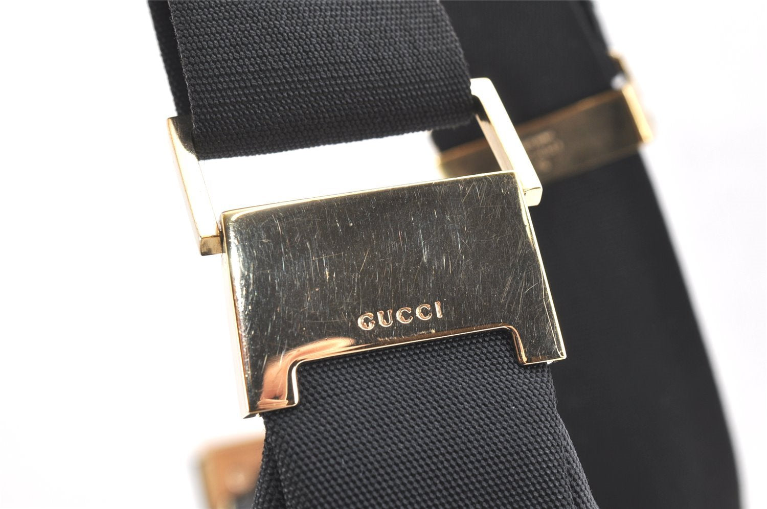 Authentic GUCCI Shoulder Cross Body Bag Purse Nylon Leather 0190433 Black 2778K