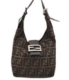 Authentic FENDI Zucca Shoulder Hand Bag Purse Canvas Leather Brown Black 2779I