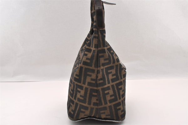 Authentic FENDI Zucca Shoulder Hand Bag Purse Canvas Leather Brown Black 2779I