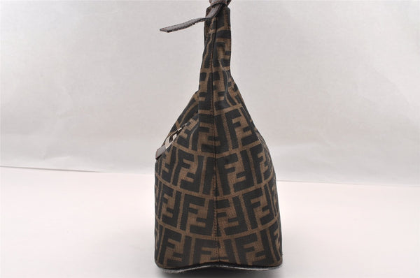 Authentic FENDI Zucca Shoulder Hand Bag Purse Canvas Leather Brown Black 2779I
