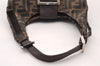 Authentic FENDI Zucca Shoulder Hand Bag Purse Canvas Leather Brown Black 2779I