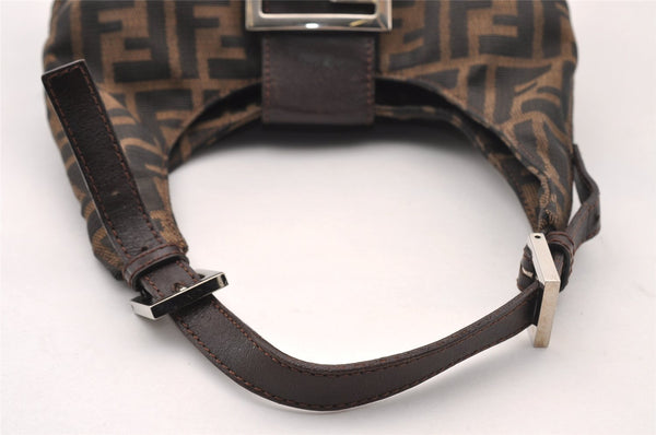 Authentic FENDI Zucca Shoulder Hand Bag Purse Canvas Leather Brown Black 2779I