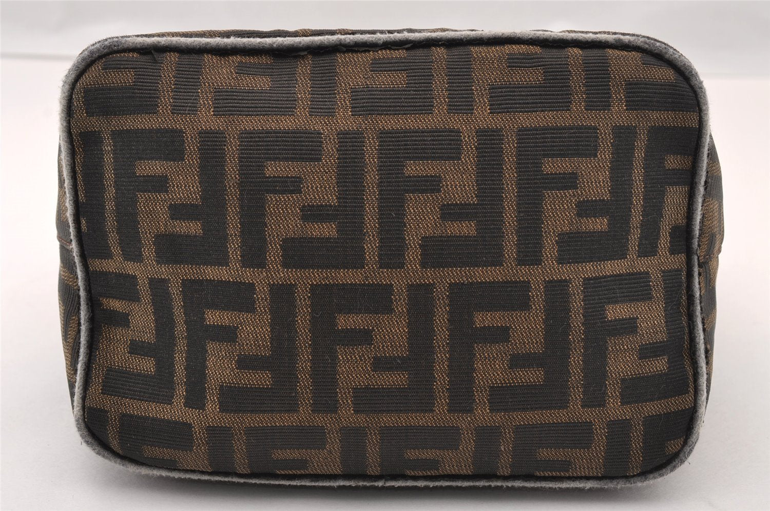 Authentic FENDI Zucca Shoulder Hand Bag Purse Canvas Leather Brown Black 2779I