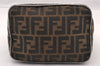 Authentic FENDI Zucca Shoulder Hand Bag Purse Canvas Leather Brown Black 2779I