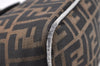 Authentic FENDI Zucca Shoulder Hand Bag Purse Canvas Leather Brown Black 2779I
