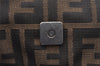 Authentic FENDI Zucca Shoulder Hand Bag Purse Canvas Leather Brown Black 2779I