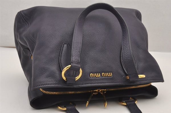 Authentic MIU MIU Vintage Leather 2Way Shoulder Hand Bag Purse Purple 2780J