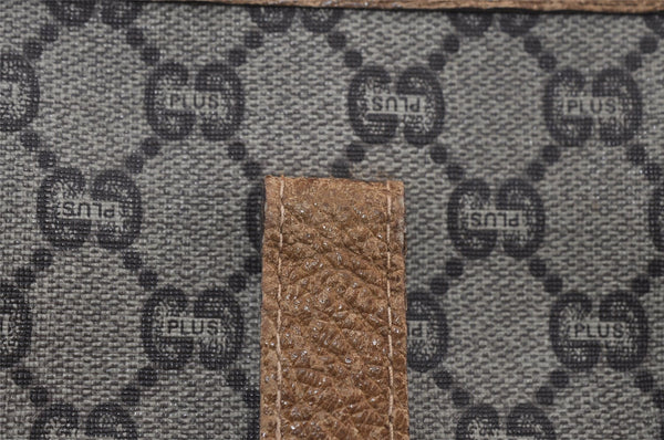 Authentic GUCCI Web Sherry Line GG Plus Tote Bag PVC Leather Brown Junk 2781I