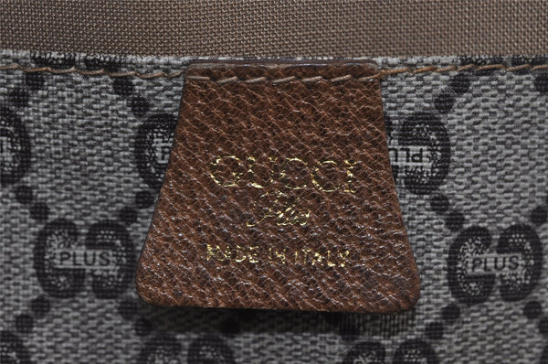 Authentic GUCCI Web Sherry Line GG Plus Tote Bag PVC Leather Brown Junk 2781I