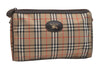 Authentic Burberrys Nova Check Clutch Hand Bag Patter Canvas Leather Beige 2781J