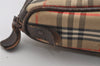 Authentic Burberrys Nova Check Clutch Hand Bag Patter Canvas Leather Beige 2781J