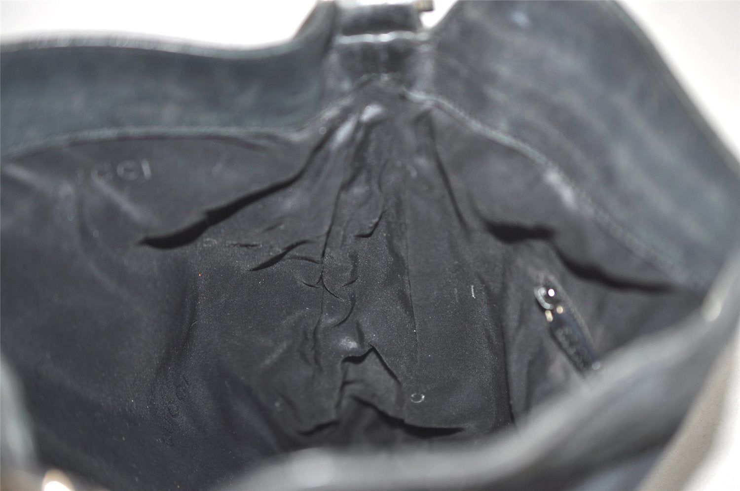 Authentic GUCCI Bamboo Shoulder Tote Bag GG Canvas Leather 0014058 Black 2783I