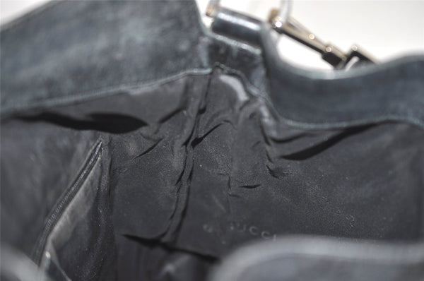 Authentic GUCCI Bamboo Shoulder Tote Bag GG Canvas Leather 0014058 Black 2783I