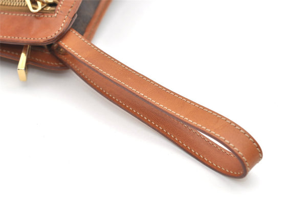 Authentic CELINE Macadam Blason Pattern Clutch Hand Bag PVC Leather Brown 2784J