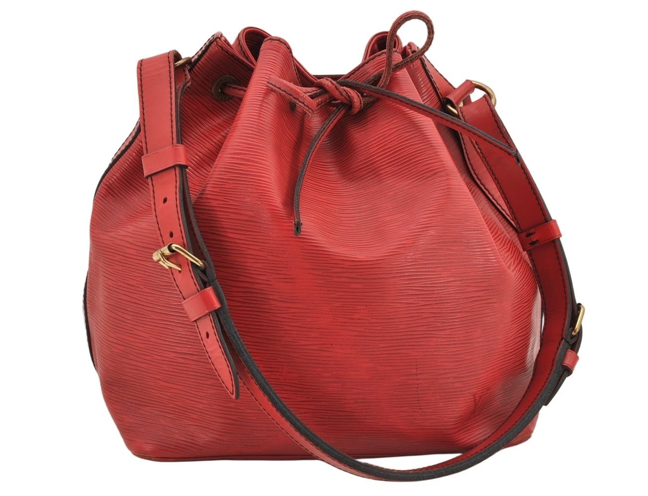 Authentic Louis Vuitton Epi Petit Noe Shoulder Drawstring Bag M44107 Red 2784K