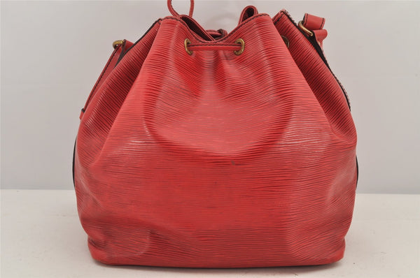 Authentic Louis Vuitton Epi Petit Noe Shoulder Drawstring Bag M44107 Red 2784K