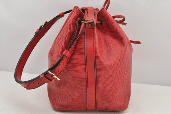 Authentic Louis Vuitton Epi Petit Noe Shoulder Drawstring Bag M44107 Red 2784K