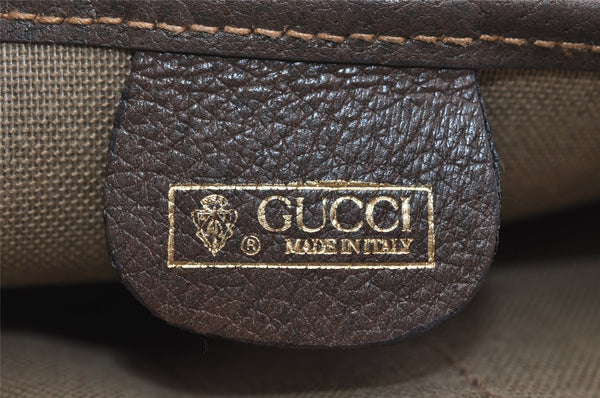 Authentic GUCCI Web Sherry Line Clutch Hand Bag Purse GG PVC Leather Brown 2785I