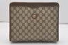 Authentic GUCCI Vintage Clutch Hand Bag Purse GG PVC Leather Brown Junk 2785J