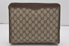 Authentic GUCCI Vintage Clutch Hand Bag Purse GG PVC Leather Brown Junk 2785J