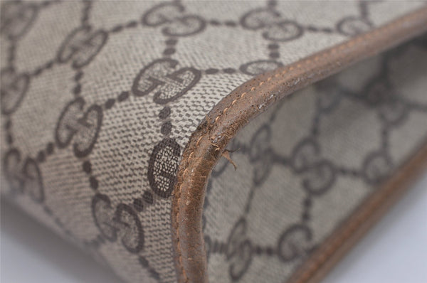 Authentic GUCCI Vintage Clutch Hand Bag Purse GG PVC Leather Brown Junk 2785J