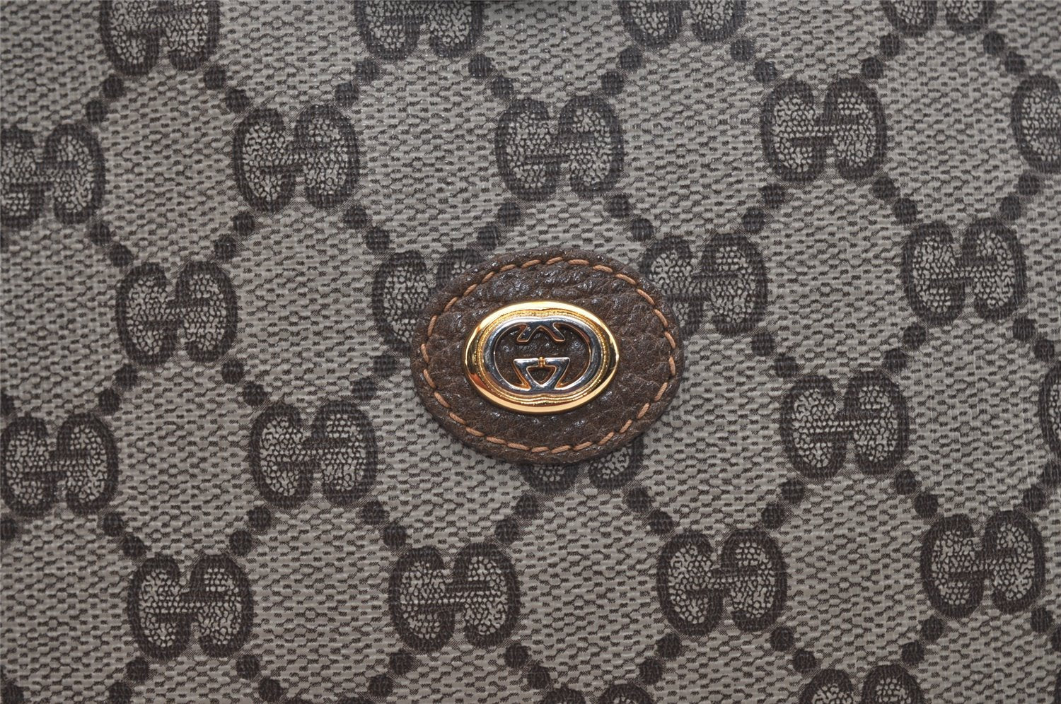 Authentic GUCCI Vintage Clutch Hand Bag Purse GG PVC Leather Brown Junk 2785J