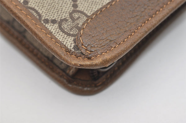 Authentic GUCCI Vintage Clutch Hand Bag Purse GG PVC Leather Brown Junk 2785J
