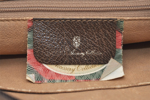 Authentic GUCCI Vintage Clutch Hand Bag Purse GG PVC Leather Brown Junk 2785J