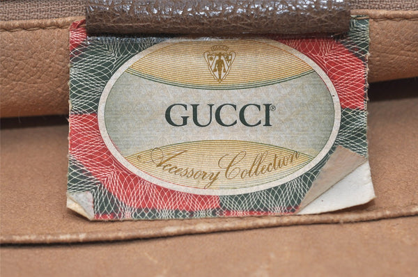 Authentic GUCCI Vintage Clutch Hand Bag Purse GG PVC Leather Brown Junk 2785J