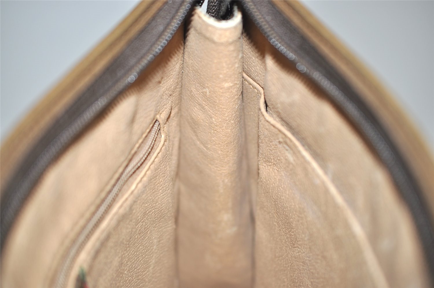 Authentic GUCCI Vintage Clutch Hand Bag Purse GG PVC Leather Brown Junk 2785J