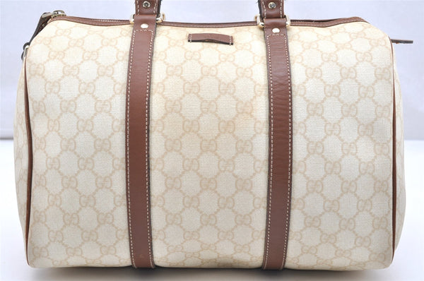 Authentic GUCCI Vintage Hand Boston Bag GG PVC Leather 193603 Beige 2785K