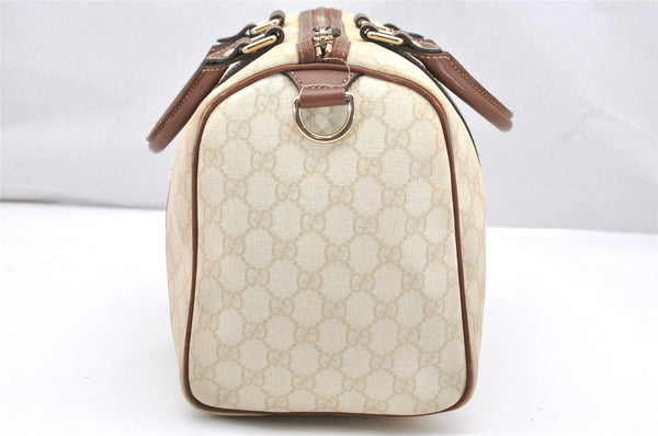 Authentic GUCCI Vintage Hand Boston Bag GG PVC Leather 193603 Beige 2785K