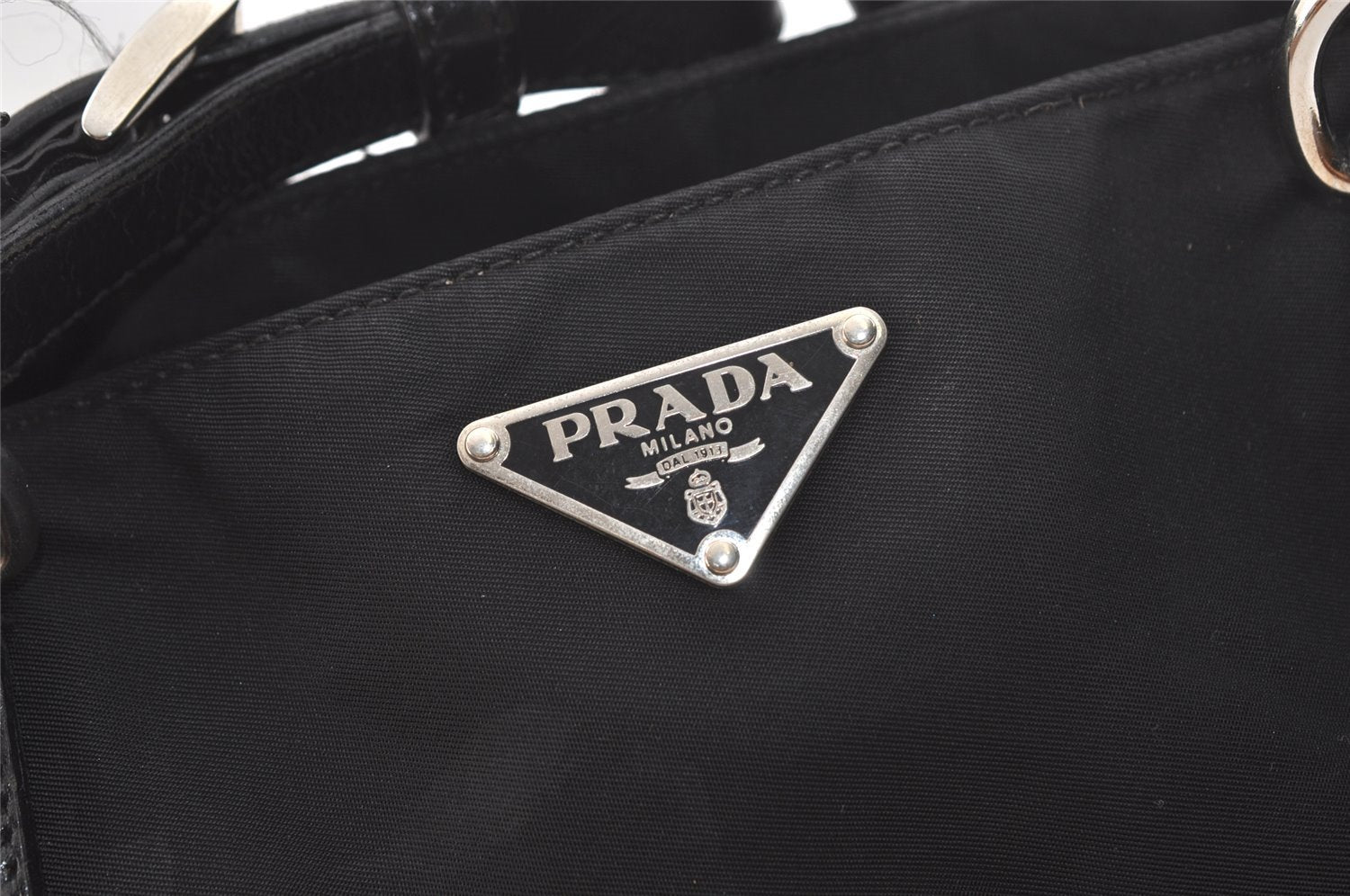 Authentic PRADA Vintage Nylon Tessuto Leather Shoulder Hand Bag Black 2786K