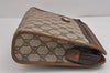 Authentic GUCCI Vintage Clutch Hand Bag Purse GG PVC Leather Brown 2788J