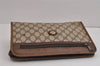 Authentic GUCCI Vintage Clutch Hand Bag Purse GG PVC Leather Brown 2788J