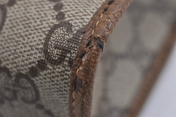 Authentic GUCCI Vintage Clutch Hand Bag Purse GG PVC Leather Brown 2788J