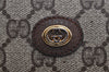 Authentic GUCCI Vintage Clutch Hand Bag Purse GG PVC Leather Brown 2788J