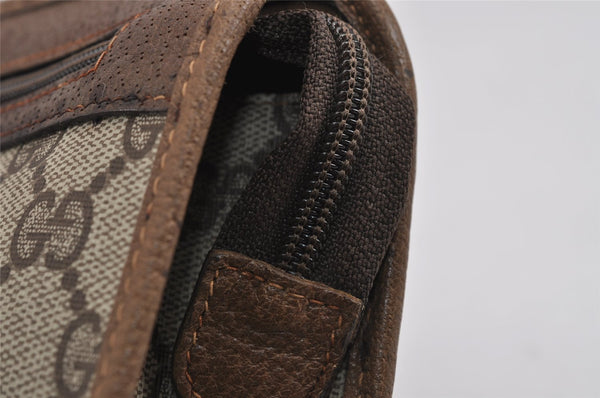 Authentic GUCCI Vintage Clutch Hand Bag Purse GG PVC Leather Brown 2788J