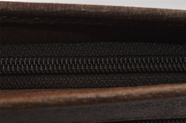 Authentic GUCCI Vintage Clutch Hand Bag Purse GG PVC Leather Brown 2788J