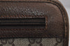 Authentic GUCCI Vintage Clutch Hand Bag Purse GG PVC Leather Brown 2788J