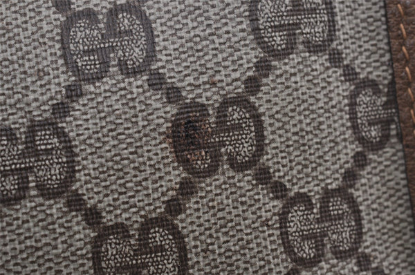 Authentic GUCCI Vintage Clutch Hand Bag Purse GG PVC Leather Brown 2788J