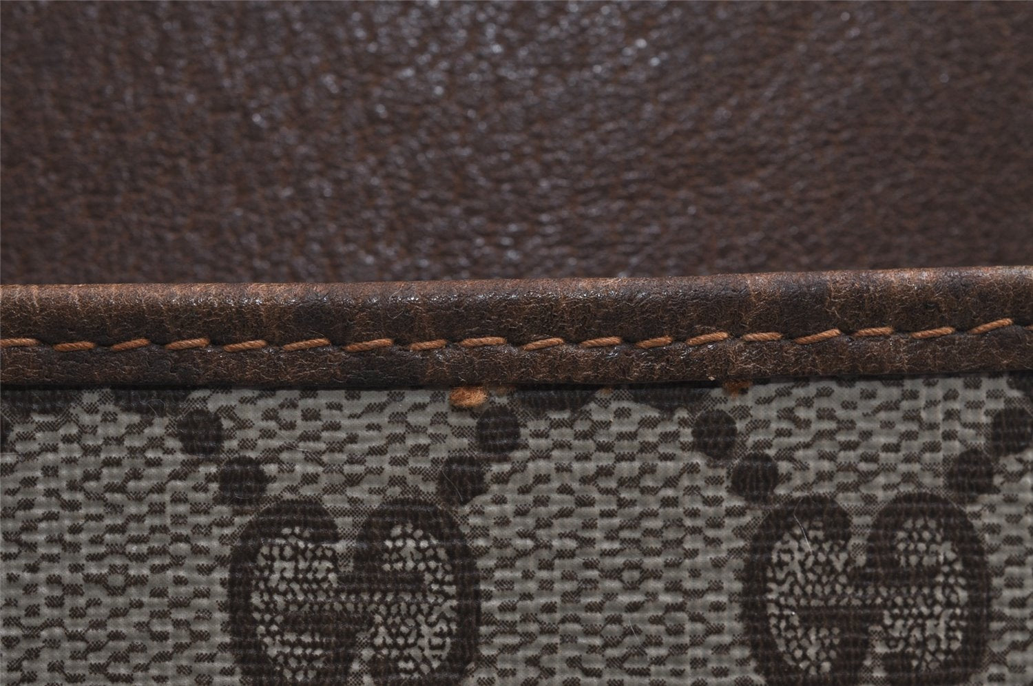 Authentic GUCCI Vintage Clutch Hand Bag Purse GG PVC Leather Brown 2788J