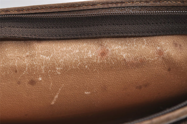 Authentic GUCCI Vintage Clutch Hand Bag Purse GG PVC Leather Brown 2788J