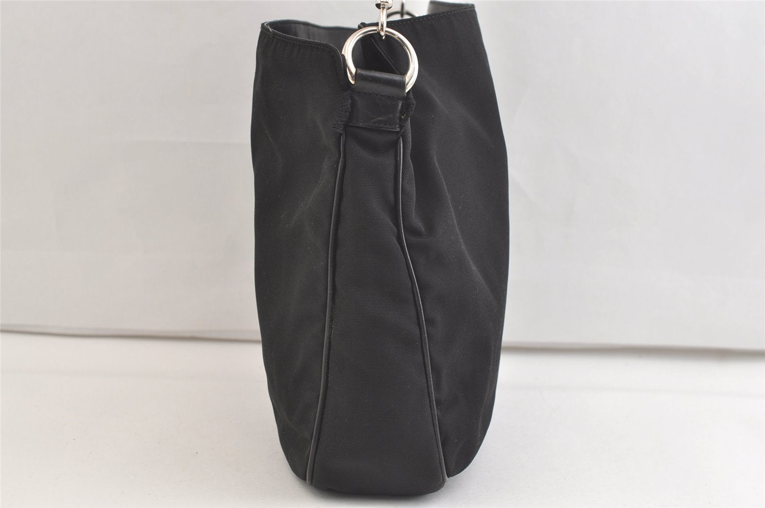 Authentic GUCCI Bamboo 2Way Shoulder Hand Bag Nylon Leather 0011638 Black 2789K
