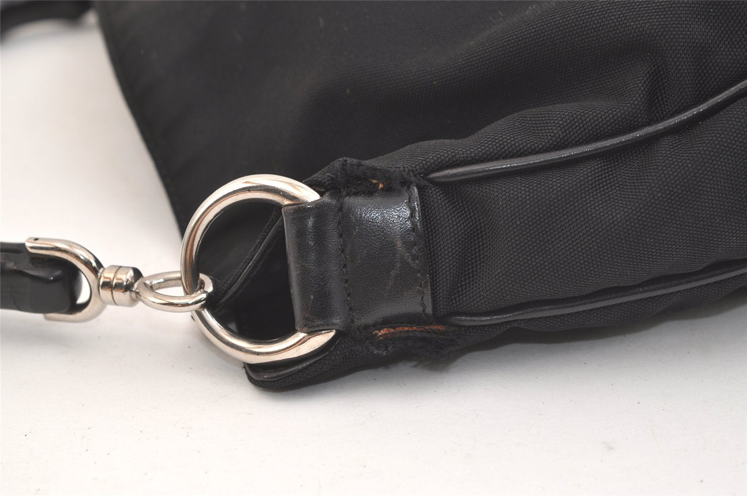 Authentic GUCCI Bamboo 2Way Shoulder Hand Bag Nylon Leather 0011638 Black 2789K